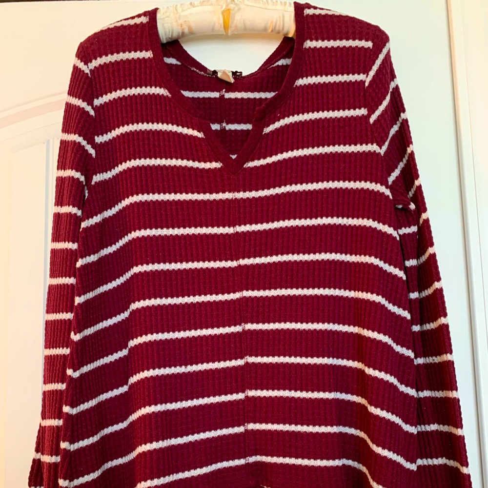 Striped Waffle Knit Long Sleeve
